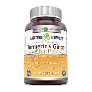 商品Amazing Formulas Turmeric Curcumin & Ginger with BioPerine 1500 Mg Veggie Capsules, 180 Ea图片