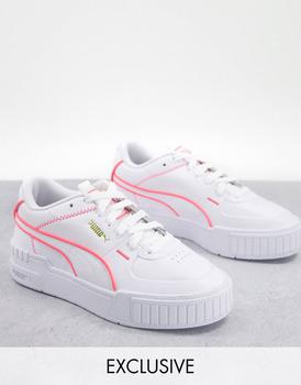 Puma Cali Sport trainers in white with neon pink piping - exclusive to asos,价格$76.75