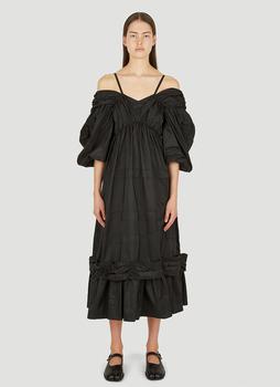 Simone Rocha | Off Shoulder Signature Sleeve Dress in Black商品图片,3.5折
