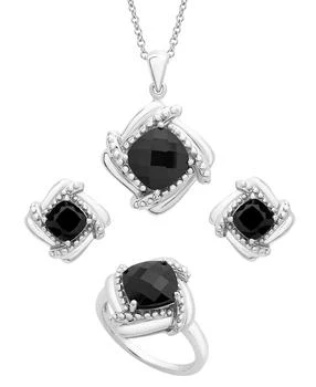 Macy's | Onyx Box Set (Pendant, Earrings & Ring) in Sterling Silver,商家Macy's,价格¥1157