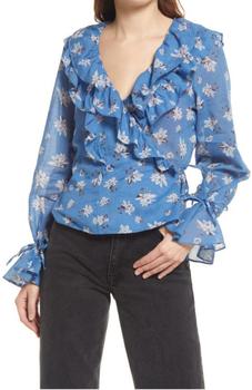 Free People | Amanda Ruffle Top in Cool Combo商品图片,5.9折