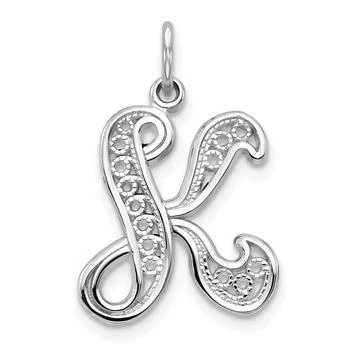 Diamond2Deal | 10K White Gold Filigree Initial K Pendant,商家Premium Outlets,价格¥1341