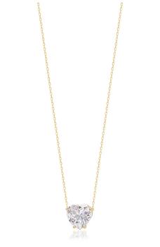 商品Gabi Rielle | 14K Yellow Gold Vermeil Heart-Cut CZ Solitaire Pendant Necklace,商家Nordstrom Rack,价格¥311图片