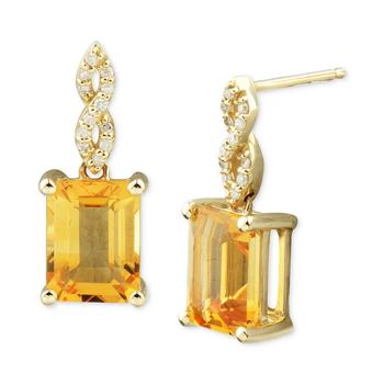 商品Citrine (2-3/4 ct. t.w.) & Diamond (1/10 ct. t.w.) Stud Earrings in 14k Gold,商家Macy's,价格¥6570图片