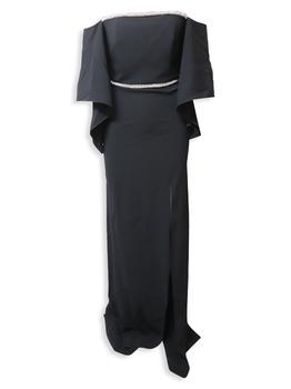 ROLAND MOURET, [二手商品] ROLAND MOURET | Roland Mouret Off-The-Shoulder Embellished Crepe Gown In Black Viscose商品图片 