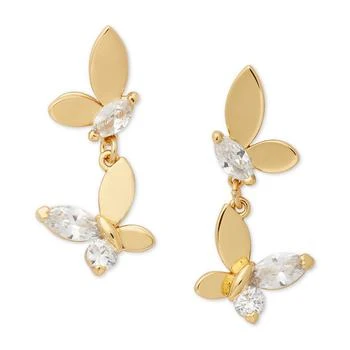 推荐Gold-Tone Crystal Social Butterfly Drop Earrings商品