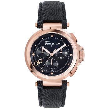 菲拉格慕手表, Salvatore Ferragamo | Women's Swiss Chronograph Legacy Black Leather Strap Watch 40mm商品图片 