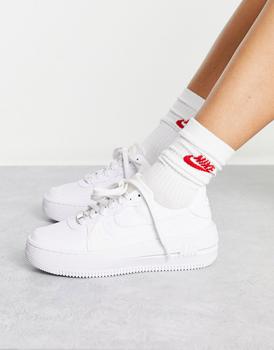 nike女鞋, NIKE | Nike Air Force 1 PLT.AF.ORM trainers in triple white商品图片 