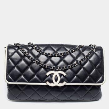 [二手商品] Chanel | Chanel Black/White Quilted Leather Large Vintage Maxi Divine Cruise Classic Flap Bag商品图片,6.3折, 满1件减$100, 满减