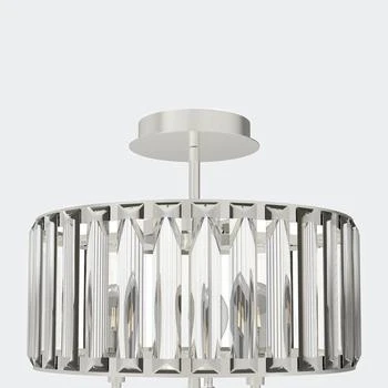 Defong | 3-Light 13.5 Inch Crystal Shaded Drum Semi Flush Mount Light,商家Verishop,价格¥1026
