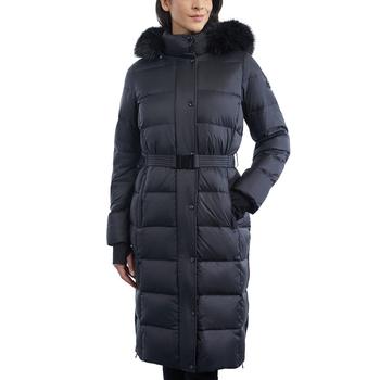 推荐Women's Petite Belted Faux-Fur-Trim Hooded Down Puffer Coat, Created for Macy's商品
