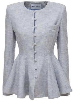 PRABAL GURUNG, PRABAL GURUNG | Light Cotton Blend Tweed Peplum Jacket商品图片 额外8.5折, 额外八五折