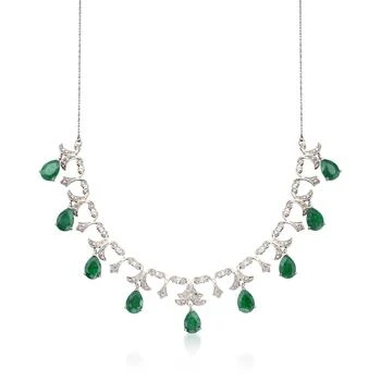 Ross-Simons | Ross-Simons Emerald and . Diamond Necklace in Sterling Silver,商家Premium Outlets,价格¥3031