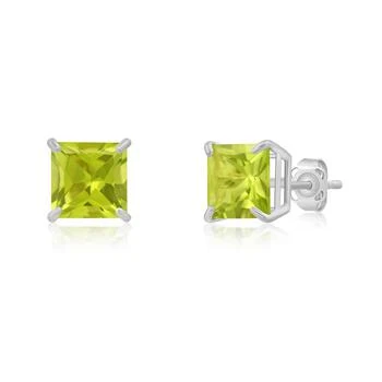 MAX + STONE | 14k White Gold Solitaire Princess-Cut Gemstone Stud Earrings (7mm),商家Premium Outlets,价格¥907