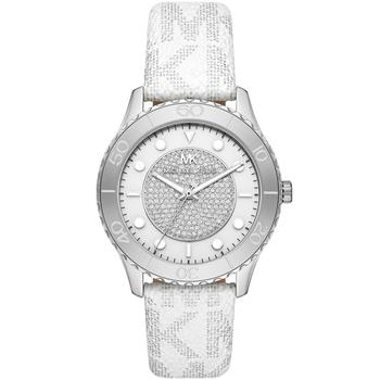 Michael Kors | Women's Runway White Metallic Polyvinyl Chloride Strap Watch, 40mm商品图片,5折