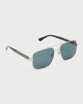 推荐Men's GG0529Sm Double-Bridge Aviator Sunglasses商品