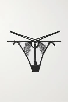L'Agent by Agent Provocateur | Nyxie 缎布蕾丝边饰绢网丁字裤 6.0折×额外9.7折, 额外九七折