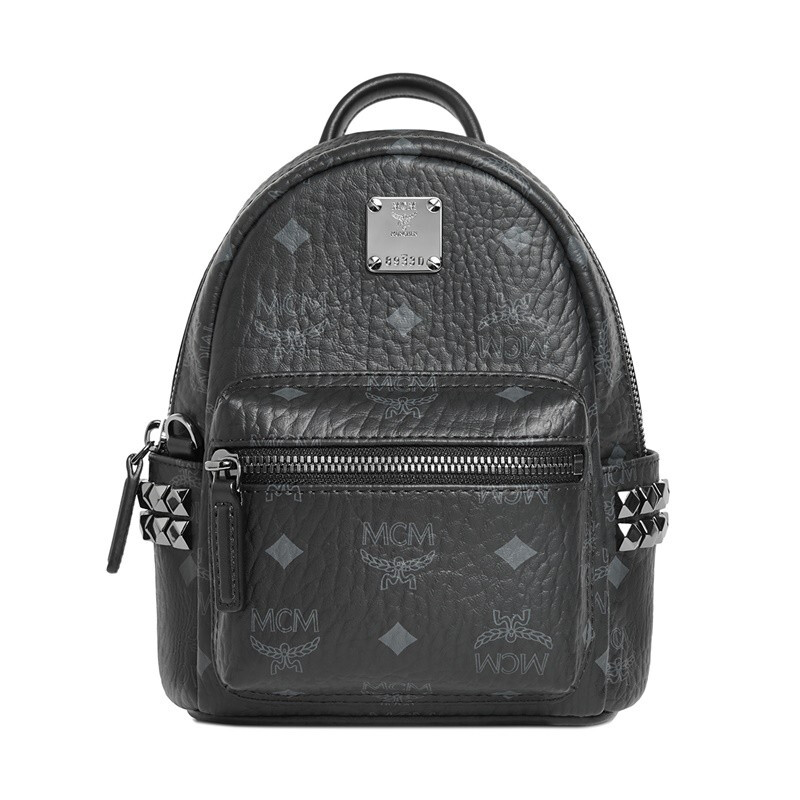 gancini经典款, MCM | MCM 女士Stark Visetos系列超迷你款黑色经典LOGO印花人造革双肩背包 MMKAAVE13CO001商品图片 6.3折×额外8折, 包邮包税, 额外八折