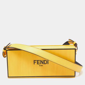 Fendi | Fendi Yellow Leather Horizontal Box Crossbody Bag商品图片,