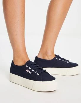 推荐Superga 2790 Flatform trainers in navy商品