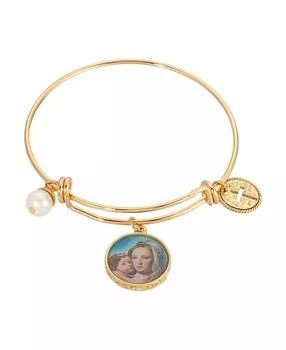 Symbols of Faith | 14K Gold Dipped Cross Mary and Child Charm Bangle Bracelet,商家Macy's,价格¥283