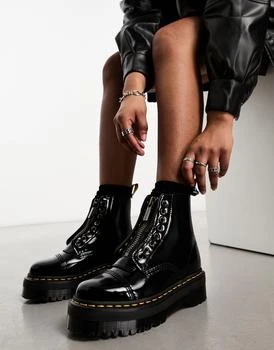 推荐Dr Martens Vegan Sinclair platform jungle boots in black oxford商品