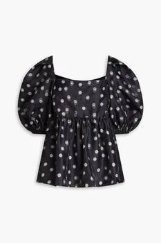 推荐Kinsley gathered floral-print organza top商品