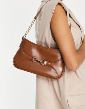 asos腋下包, ASOS | ASOS DESIGN 70s shoulder bag with hardware detail in tan商品图片 5.5折