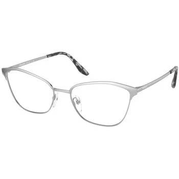 Prada | Prada Women's Eyeglasses - Silver Cat Eye Full-Rim Frame | PRADA 0PR 62XV 1BC1O152 3折×额外9折x额外9.5折, 独家减免邮费, 额外九折, 额外九五折