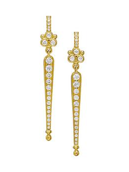 商品Temple Baton 18K Yellow Gold & Diamond Drop Earrings图片