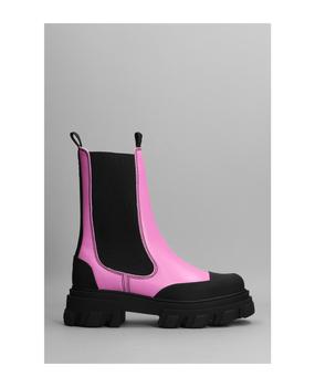 ganni鞋, Ganni | Combat Boots In Rose-pink Leather商品图片 