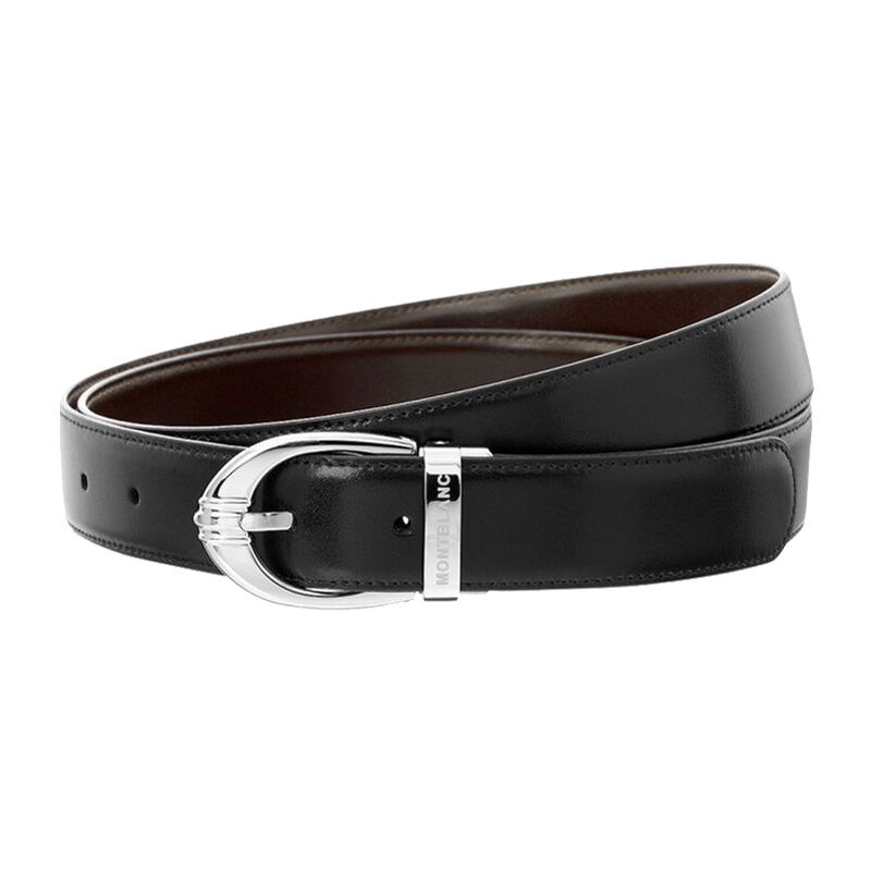 万宝龙皮带, MontBlanc | Mont Blanc 万宝龙 男士黑色牛皮经典系列牛皮光面针扣皮带 106148商品图片 独家减免邮费