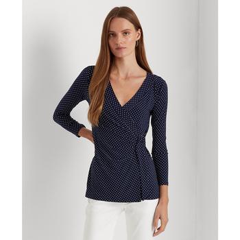 Ralph Lauren | Women's Polka-Dot Stretch Jersey Surplice Top商品图片,