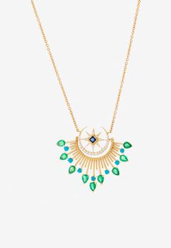 商品Falamank | Written In The Stars Collection The Cosmic Love Diamond Necklace in 18-karat Yellow Gold,商家Thahab,价格¥25852图片