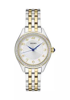 推荐Women's Seiko Crystals Two Tone Stainless Steel Quartz Watch商品