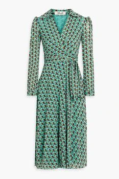 Diane von Furstenberg | Phoenix printed stretch-mesh midi wrap dress,商家THE OUTNET US,价格¥1293