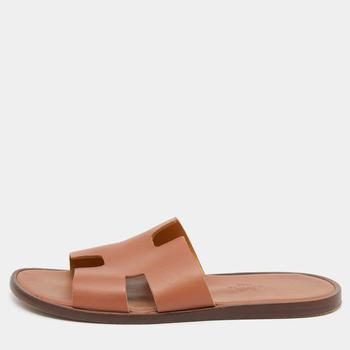 product Hermes Brown Leather Izmir Slide Sandals Size 41 image