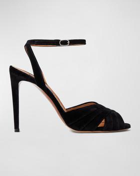Ralph Lauren | Bacall Velvet Ankle-Strap Stiletto Sandals商品图片,