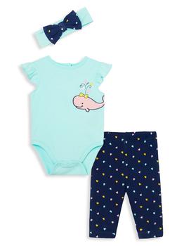 推荐Baby Girl’s 3-Piece Whale Bodysuit, Leggings & Headband Set商品
