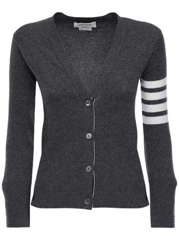 thom browne代购, Thom Browne | Intarsia Stripes Cashmere Knit Cardigan商品图片 额外8折, 额外八折