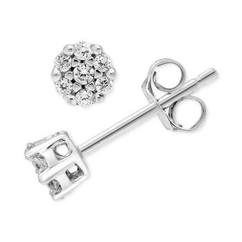 Macy's | Diamond Cluster Stud Earrings (1/5 ct. t.w.) in 14k White Gold商品图片,