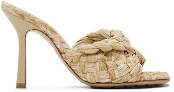 爱神菲是什么牌子, Bottega Veneta | 驼色 Stretch 拉菲草凉鞋商品图片 