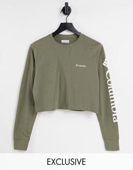 Columbia | Columbia North Cascades long sleeve cropped t-shirt in green Exclusive at ASOS商品图片,