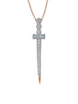 商品Bee Goddess | Sword Of Light 18K Rose Gold & Diamond Sword Necklace,商家Saks Fifth Avenue,价格¥19690图片