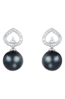 Splendid Pearls | Rhodium Plated Sterling Silver 8-9mm Cultured Tahitian Pearl Stud Earrings商品图片,5.4折