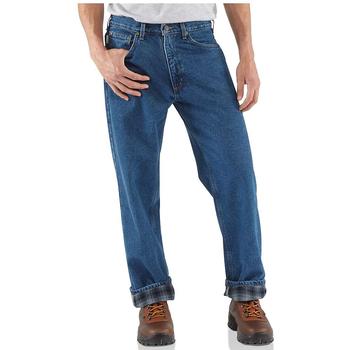 商品Carhartt Men's Relaxed Fit Straight Leg Flannel Lined Jean图片