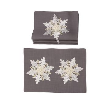 推荐Sparkling Snowflakes Embroidered Double Layer Christmas Placemats - Set of 4商品