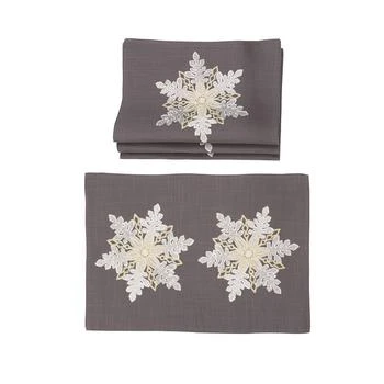 Manor Luxe | Sparkling Snowflakes Embroidered Double Layer Christmas Placemats - Set of 4,商家Macy's,价格¥543
