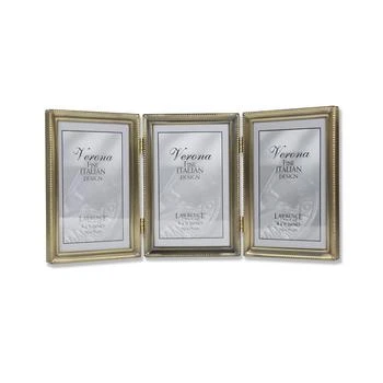 Lawrence Frames | Antique Brass Hinged Triple Picture Frame - Bead Border Design - 4" x 6",商家Macy's,价格¥327