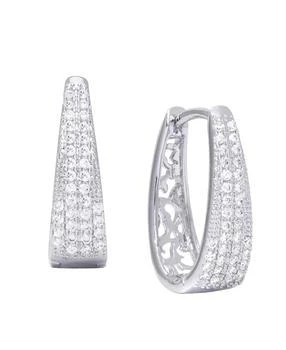 Macy's | Cubic Zirconia Pave Oval Hoop Earrings in Silver Plate,商家Macy's,价格¥94